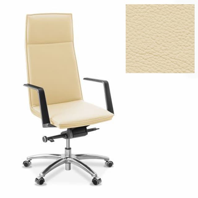 Кресло руководителя Юнитекс Соло натуральная кожа с компаньоном светло-бежевая Savanna