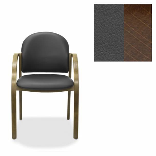 Офисный стул Юнитекс Джуно экокожа премиум темно-серая CN1118/дерево-орех