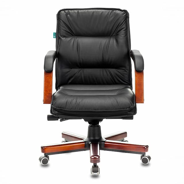 Кресло руководителя Бюрократ T-9927WALNUT-LOW черный кожа низк.спин. крестов. металл/дерево