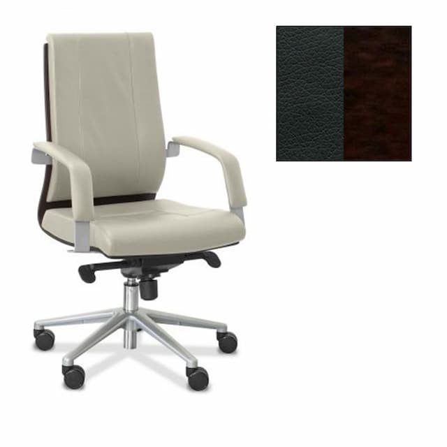 Кресло Юнитекс Торино New HW экокожа премиум черная CN1114/дерево-венге